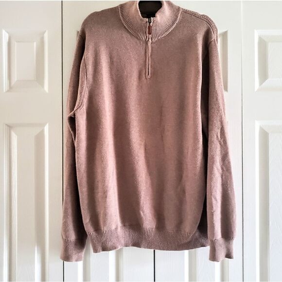 J. Crew Tan Quarter Zip Knit Pullover Sweater Men's XL - Picture 1 of 4